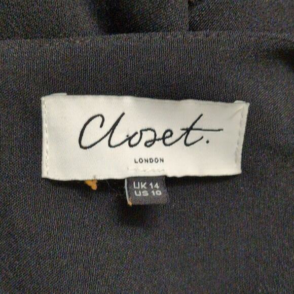 Closet London Black Sleeveless Fit and Flare Pleated Skirt Dress Size 10 - Picture 8 of 11